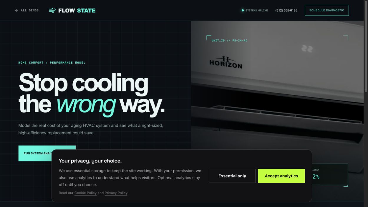 Flowstate Comfort hvac savings tool generated with Build