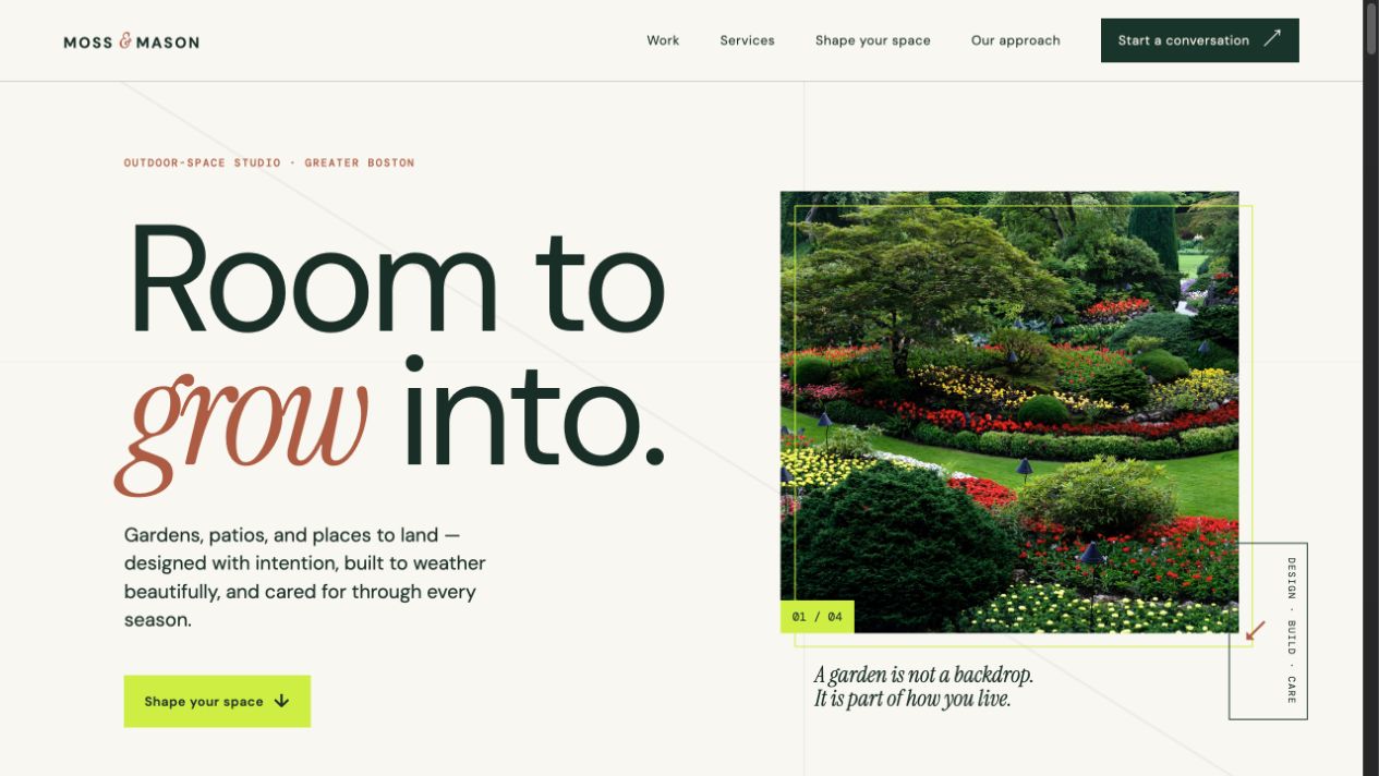 Moss & Mason landscape studio generated with Build
