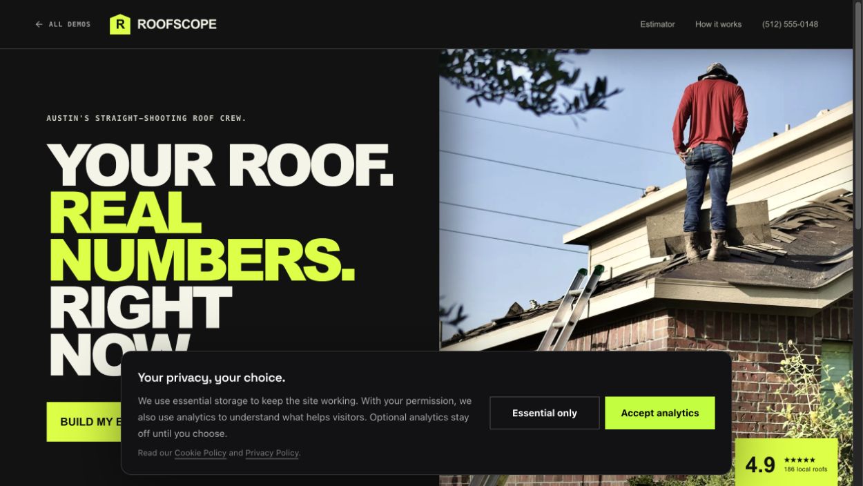Roofscope roofing estimator generated with Build