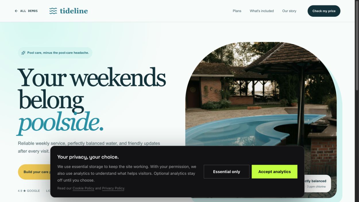 Tideline Pool Care pool-service planner generated with Build